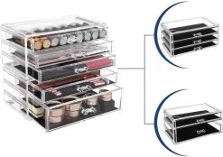 SONGMICS Make-up Organiser, 2-delige Opbergdozen Voor Sieraden En Cosmetica, Stapelbaar, Met 5 Laden, Transparant Polystyreen JMU32TP 10 SONGMICS Make-up Organiser, 2-delige Opbergdozen Voor Sieraden En Cosmetica, Stapelbaar, Met 5 Laden, Transparant Polystyreen JMU32TP -Cosmetic Verkoop 1200x846