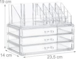 Relaxdays Make-up Organizer Klein - Stapelbaar - Sieradendoosje - Cosmetica - Opbergbox - Doorzichtig -Cosmetic Verkoop 1200x939 4