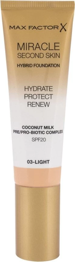Max Factor Miracle Second Skin Foundation - 03 Light -Cosmetic Verkoop 345x1200 2