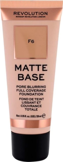 Makeup Revolution Matte Base Pore Blurring Full Coverage Foundation - F6 -Cosmetic Verkoop 468x1200