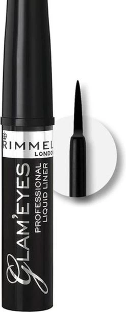 Rimmel London Glam'Eyes Professional Liquid Eyeliner - 001 Black Glamour -Cosmetic Verkoop 485x1200 1