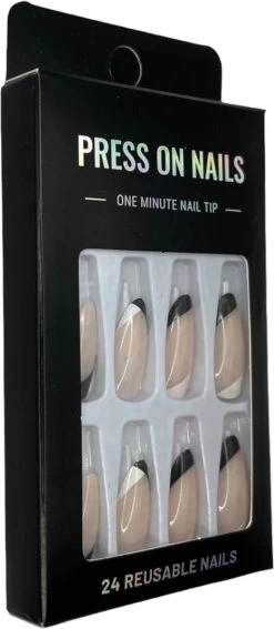 Merkloos Press On Nails - Nep Nagels - Zwart Wit - Almond - Manicure - Plak Nagels - Kunstnagels Nailart - Zelfklevend -Cosmetic Verkoop 523x1200