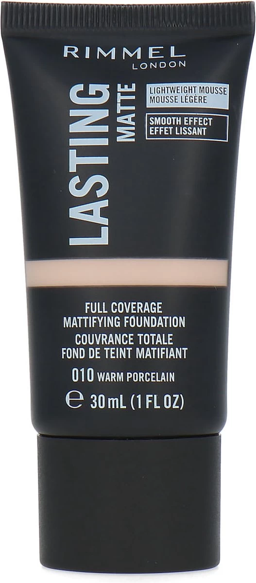 Rimmel London Lasting Matte Foundation - 010 Warm Porcelain 10 Rimmel London Lasting Matte Foundation - 010 Warm Porcelain - Afbeelding 8