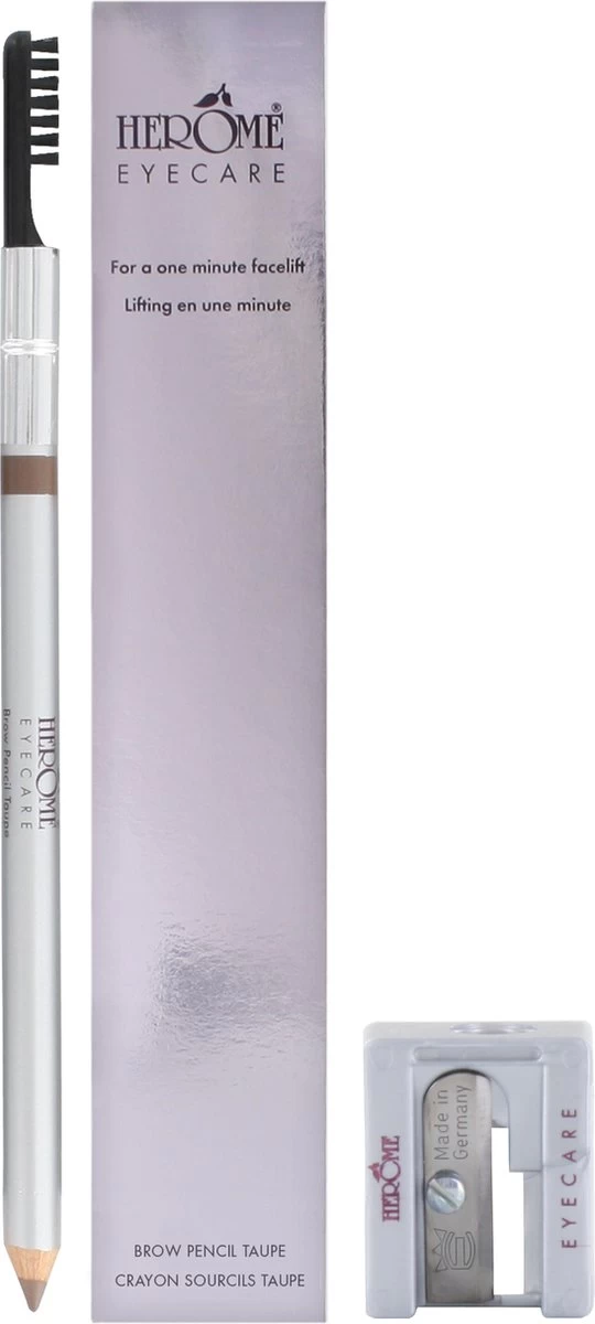 Herome Eye Care Wenkbrauwpotlood Taupe - Brow Pencil - Met Borsteltje, Stevige Potloodpunt En Puntenslijper 3 Herome Eye Care Wenkbrauwpotlood Taupe - Brow Pencil - Met Borsteltje, Stevige Potloodpunt En Puntenslijper