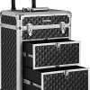Hoppa! Cosmetic Case Trolley, Professionele Make-up Case, Kapperskoffer Met 4 Uitneembare Universele Wielen, Make-up Case, Top Met 3 Uittrekbare Compartimenten, Laden, Voor Op Reis, Zwart -Cosmetic Verkoop 741x1200 4