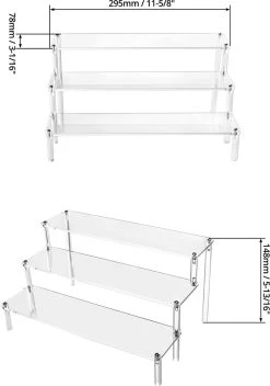 QWORK 3-laags Acryl Displaystandaard, Transparant Acryl Display Riser Plank Voor Figuren, Sieraden, Cupcake, Lippenstift, Nagellak, Kruiden, 30x21x15cm -Cosmetic Verkoop 843x1200 2