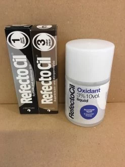 RefectoCil 2 Stuks Nr.1 Zwart + Nr.3 Natuurbruin + 100ml Oxidant