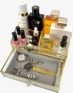 Make Up Organizer Stella | Goud| Cosmetica Organizer|sieraden Organizer | Make Up Organizer | Beautybox | Vitrine Boxje | Glazen Box |Makeup Organizer |Beauty Organizer | Makeupbox |Organizer | Storage Box |Make-uporganizer| Opbergdoos | Sieradendoos -Cosmetic Verkoop 948x1200 6