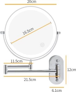 360° Draaibaar LED Scheerspiegel Met 5X Vergroting - 3 Lichtstanden - Dimstanden - Badkamerspiegel Met Natuurlijk Licht - Make-up Spiegel - Draadloos - Werkt Op Batterijen -Cosmetic Verkoop 990x1200 4