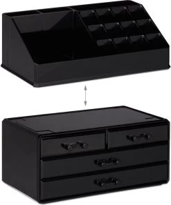 A&K 2in1 Make-up Organizer - 4 Lades Cosmetica Opbergdoos - Kaptafel - Zwart -Cosmetic Verkoop 997x1200 4