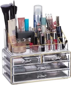 Relaxdays Make-up Organizer - Tweedelig - Cosmetica Opbergdoos + Lippenstift Houder - Zwart -Cosmetic Verkoop 997x1200 5